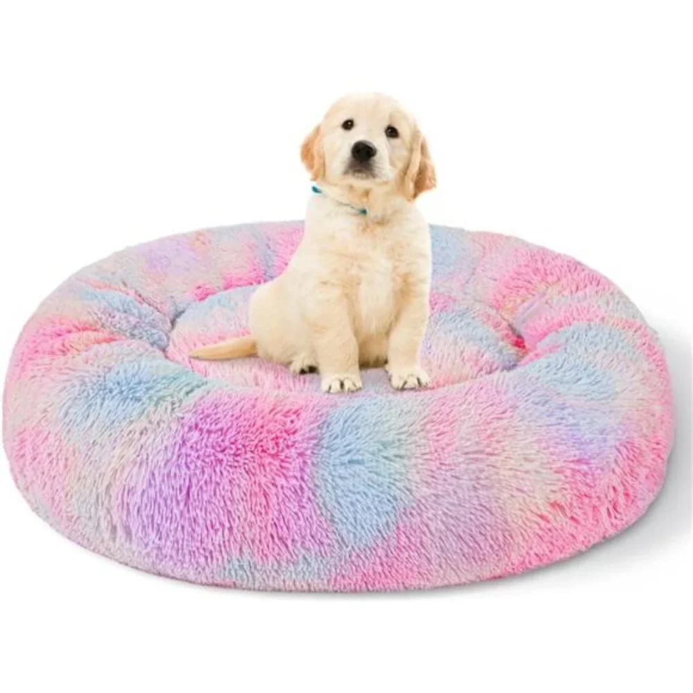 Calming Dog Bed for Small Dogs & Cat Bed, Anti-Anxiety Plush Donut Cuddler 20